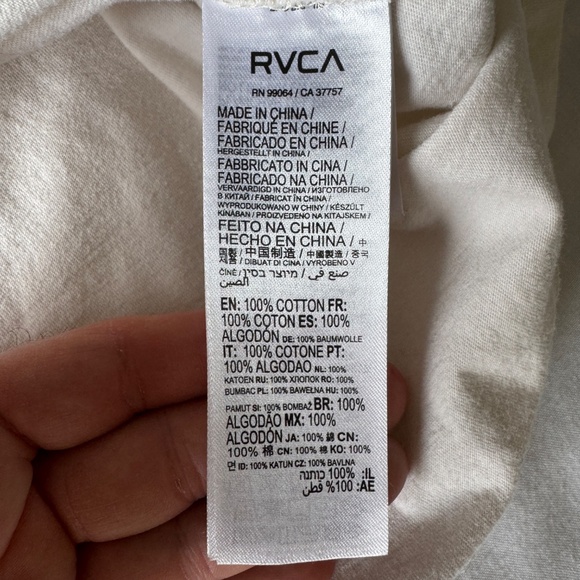 RVCA Men's Reaper Skull Short Sleeve T-Shirt Off-White Large Artist Network Prog - Picture 7 of 15